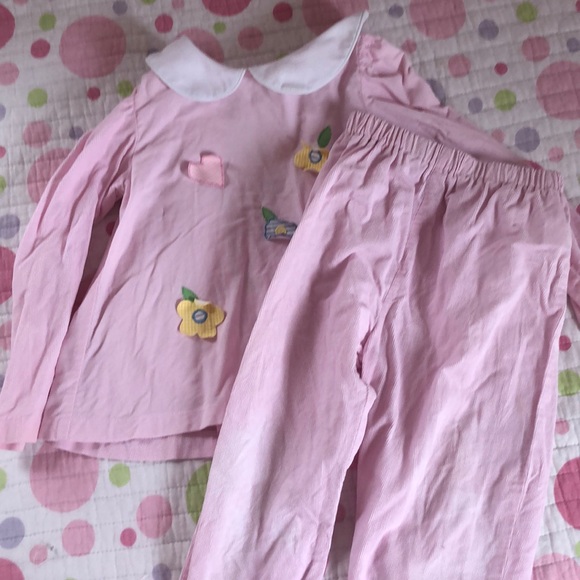 Outfit pink corduroy appliqués sz 6X - Picture 5 of 5